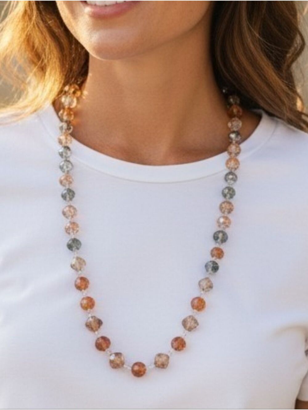 Elegant Multicolor Crystal Beaded Necklace